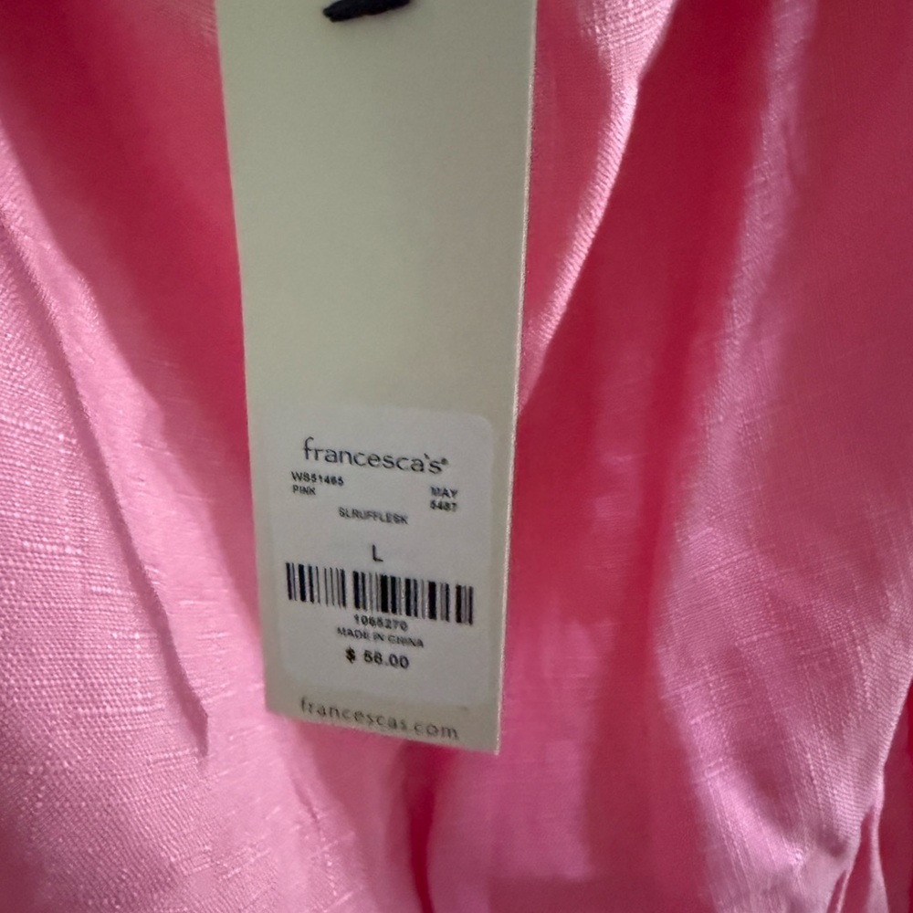 NWT Francesca's large Pink asymmetrical tie back Dress - Picture 5 of 6